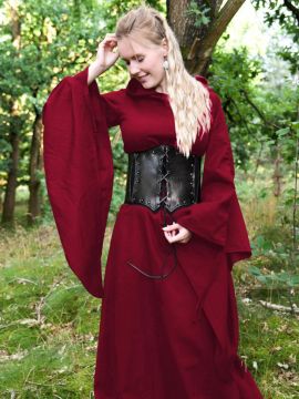 Mittelalter Kleid Isra mit Kapuze rot L