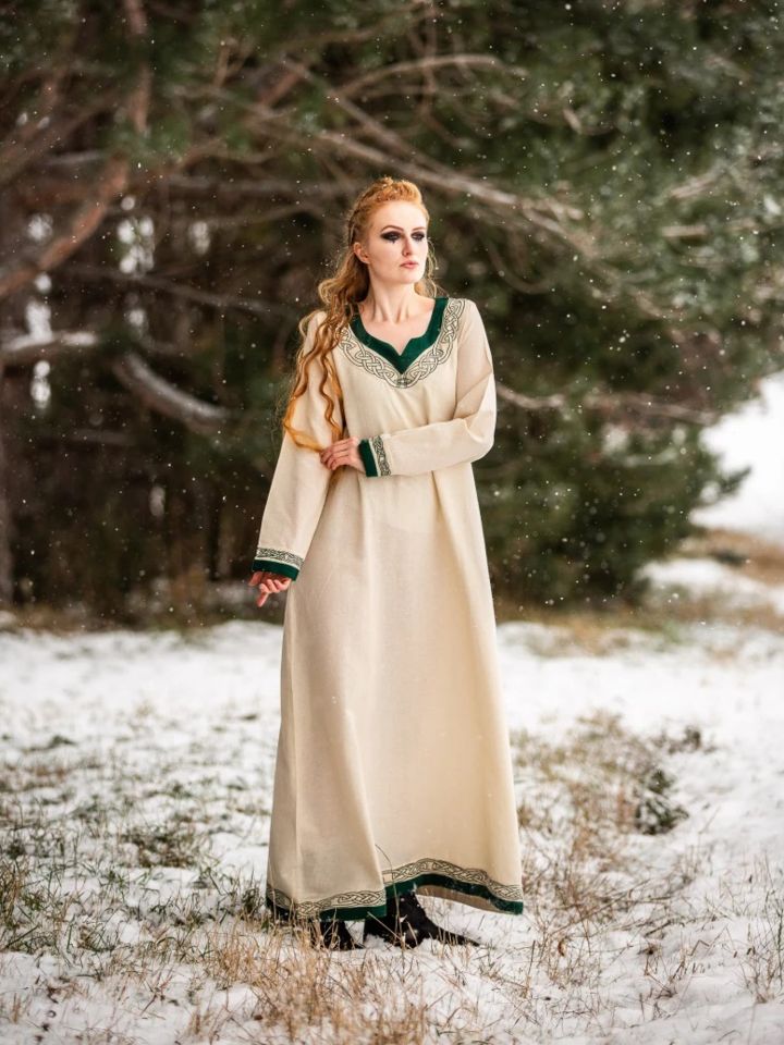 Wikingerkleid Lagertha natur-grün