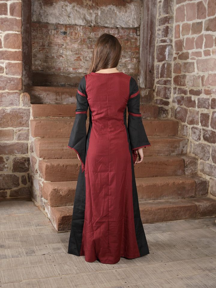 Mittelalterkleid aus Viskose schwarz-rot 2